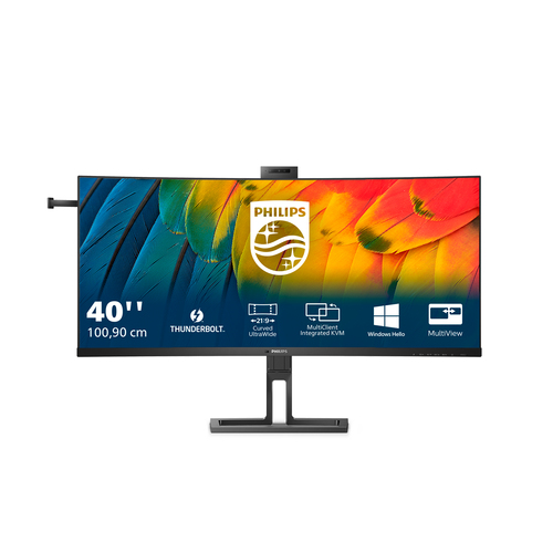 Philips 40B1U6903CH - 6000 Series - écran LED - incurvé - USB - 39.7" - 5120 x 2160 WUHD @ 75 Hz - IPS - 300 cd/m² - 1000:1 - HDR10 - 4 ms - Thunderbolt 4, 2xHDMI, DisplayPort - haut-parleurs - noir texturé 