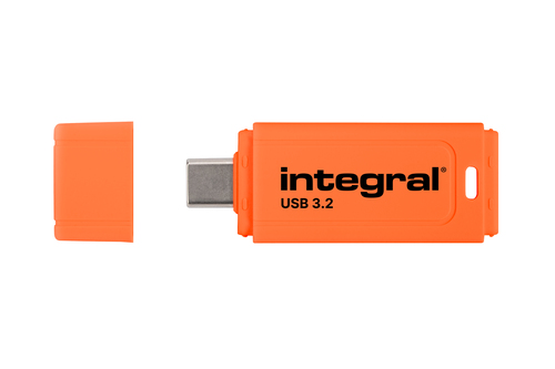 CLE USB 32GB USB-C 3.2 GEN1 DRIVE (USB3.1 USB3.0) NEON-C ORANGE FLUO JUSQU'A 150MB/s EN LECTURE ET 30 MB/s EN ECRITURE 