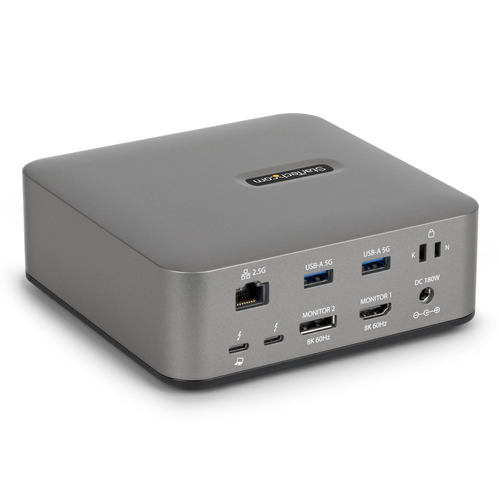 StarTech.com - Station d'accueil - pour tablette, ordinateur portable - USB-C / USB4 / Thunderbolt 3 / Thunderbolt 4 / Thunderbolt 5 / USB-A - HDMI, DP - 1GbE - 180 Watt - Conformité TAA - Royaume-Uni, Europe 