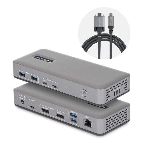StarTech.com - Station d'accueil - pour ordinateur portable - USB-C 3.2 Gen 2 - 2 x DP - 1GbE - Royaume-Uni, Europe 