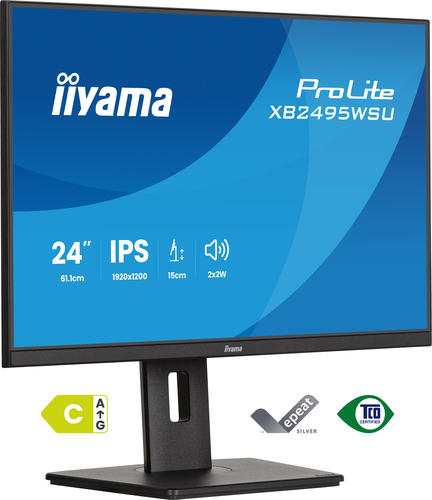 iiyama ProLite XB2495WSU-B1 - Écran LED - 24" (24.1" visualisable) - 1920 x 1200 @ 100 Hz - IPS - 350 cd/m² - 1500:1 - 4 ms - HDMI, DisplayPort - haut-parleurs - noir, mat 