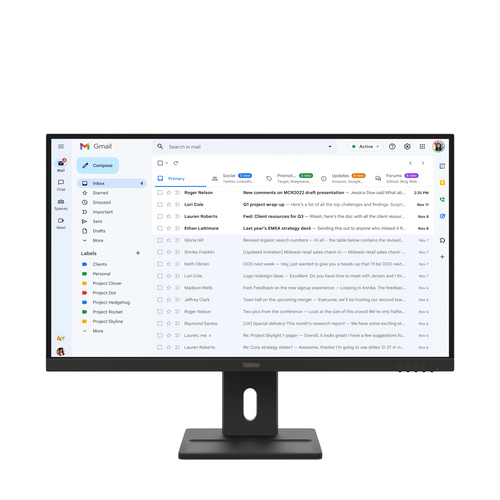 Lenovo ThinkVision E27-40 - Écran LED - 27" - 1920 x 1080 Full HD (1080p) - IPS - 300 cd/m² - 1500:1 - 4 ms - HDMI, VGA, DisplayPort - haut-parleurs - noir corbeau 
