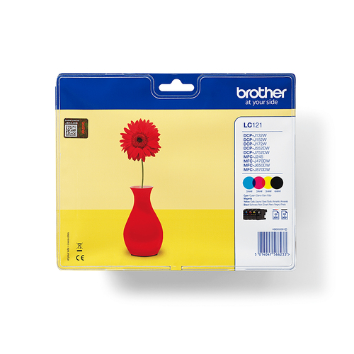 Brother LC121 Value Pack - Noir, jaune, cyan, magenta - original - blister - cartouche d'encre - pour Brother DCP-J132W, DCP-J552DW, DCP-J752DW - disponible 15 jours 