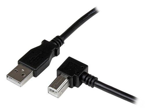 StarTech.com Câble USB 2.0 Type A vers USB Type B Coudé à droite Mâle / Mâle - Adaptateur pour imprimante 3 m Noir - Câble USB - USB type B (M) pour USB (M) - USB 2.0 - 3 m - connecteur à 90 ° - noir 