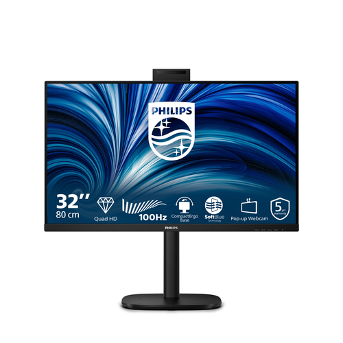 Philips 32B2U3601H - 3000 Series - écran LED - 32" (31.5" visualisable) - 2560 x 1440 QHD @ 100 Hz - IPS - 1000:1 - HDMI, DisplayPort, USB-C - haut-parleurs - noir 
