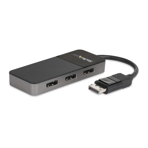 Cehub MST à 3 ports DisplayPortvous permet decréer unestation de travailhautes performancesen connectanttroisécrans DisplayPortà votrepériphériqueDisplayPort,defaçon àaugmenteret optimiser votre productivité.Le répartiteur multi-écransprend en charge le f
