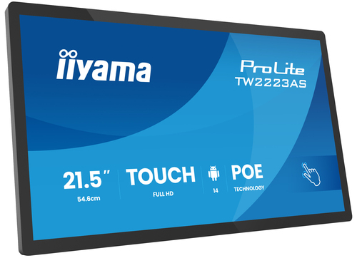 iiyama ProLite TW2223AS-B3P - Ordinateur Android - PC à écran tactile 1 RK3399 - RAM 2 Go - SSD - eMMC 16 Go - Cortex-A72 + A53 - Bluetooth 5.2, Gigabit Ethernet - Android 12 - moniteur : LED 21.5" 1920 x 1080 (Full HD) écran tactile - noir, mat 