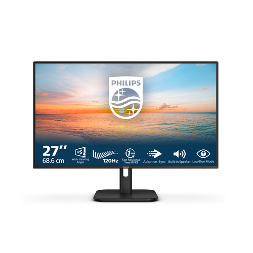 Philips 27E1N1200A - 1000 Series - écran LED - 27" - 1920 x 1080 Full HD (1080p) @ 120 Hz - IPS - 300 cd/m² - 1300:1 - 1 ms - HDMI, VGA, DisplayPort - haut-parleurs - noir 