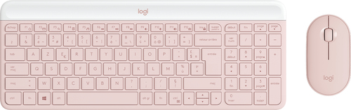 Logitech Slim Wireless Combo MK470 - Ensemble clavier et souris - sans fil - 2.4 GHz - AZERTY - Français - rose