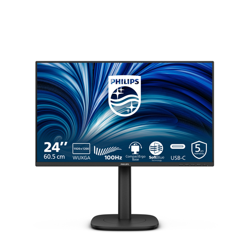 Philips 24B2N3200D - 3000 Series - écran LED - 24" - 1920 x 1200 WUXGA @ 100 Hz - IPS - 300 cd/m² - 1500:1 - 4 ms - HDMI, VGA, DisplayPort - haut-parleurs - noir 