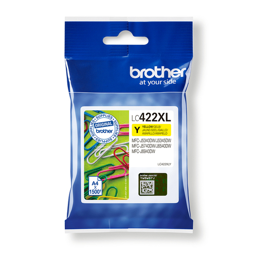 Brother LC422XLY - À rendement élevé - jaune - original - cartouche d'encre - pour Brother MFC-J5340DW, MFC-J5345DW, MFC-J5740DW, MFC-J6540DW, MFC-J6940DW