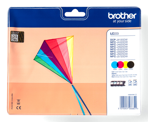 Brother LC223 - Pack de 4 - noir, jaune, cyan, magenta - original - cartouche d'encre - pour Brother DCP-J4120DW, DCP-J562DW, MFC-J4420DW, MFC-J4625DW, MFC-J5320DW, MFC-J5625DW 