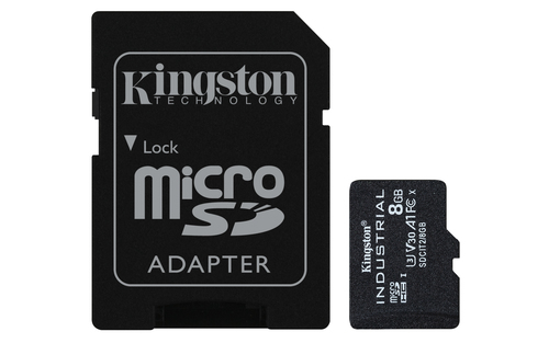 Kingston Industrial - Carte mémoire flash (adaptateur microSDHC - SD inclus(e)) - 8 Go - A1 / Video Class V30 / UHS-I U3 / Class10 - microSDHC UHS-I 