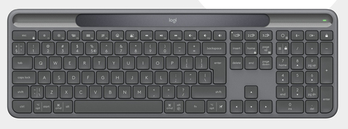 Logitech Signature Slim Solar+ K980 for Business - Clavier - full size - sans fil - Bluetooth LE, USB-C - AZERTY - Français - commutateur : interrupteurs en ciseaux - graphite 