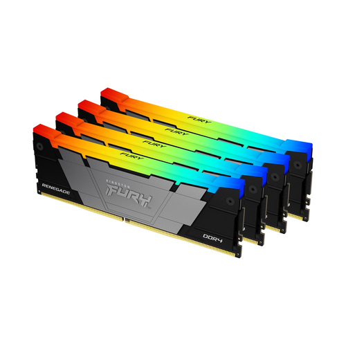 Kingston FURY Renegade RGB - DDR4 - kit - 128 Go: 4 x 32 Go - DIMM 288 broches - 3600 MT/s / PC4-28800 - CL18 - 1.2 V - mémoire sans tampon - non ECC - noir 