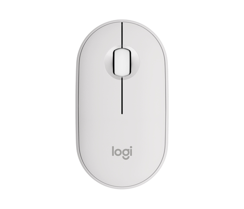 Logitech Pebble Mouse 2 M350s - Souris - optique - 3 boutons - sans fil - Bluetooth 5.2 LE - blanc ton sur ton