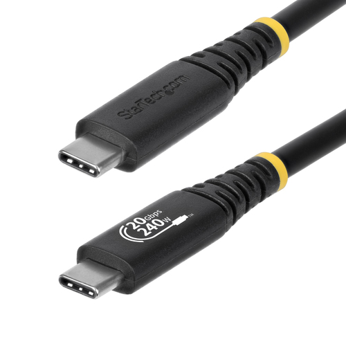 StarTech.com - Câble USB - USB-C (M) pour USB-C (M) - USB4 / Thunderbolt 3 / Thunderbolt 4 / DisplayPort 1.4 - 2 m - support 4K 120 Hz, robuste, gamme de puissance étendue (EPR), support pour Power Delivery 3,1, flexible - noir 