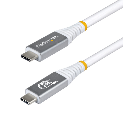 StarTech.com - Câble USB - USB-C (M) pour USB-C (M) - USB4 / Thunderbolt / DisplayPort 2.1 - 151.33 cm - support 4K 120 Hz, support pour 8K60Hz, gamme de puissance étendue (EPR), support pour Power Delivery 3,1 - blanc - disponible 24 / 48h 