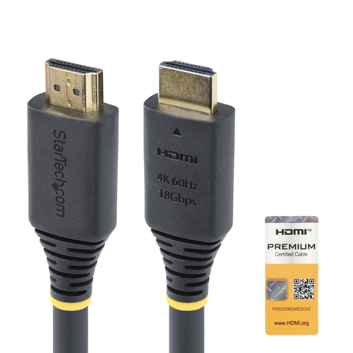 StarTech.com 15m (49.2ft) Active High Speed HDMI Cable, 4K60Hz - High speed - câble HDMI avec Ethernet - HDMI mâle pour HDMI mâle - 15 m - blindé - noir - actif, support pour 2K144Hz, prise en charge UHD 4K60Hz, prise en charge de HDR10 