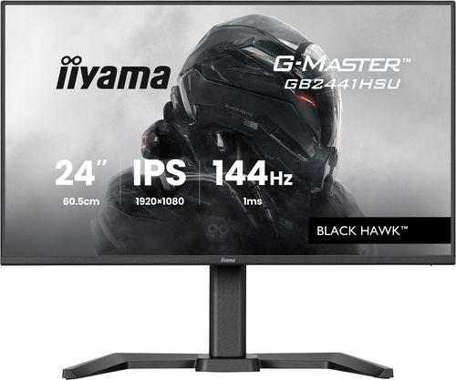 iiyama G-MASTER Black Hawk GB2441HSU-B1 - Écran LED - 24" - 1920 x 1080 Full HD (1080p) @ 144 Hz - IPS - 350 cd/m² - 1500:1 - 1 ms - HDMI, DisplayPort - haut-parleurs - noir mat 