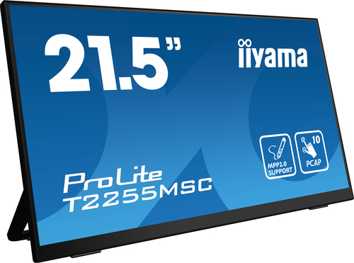 iiyama ProLite T2255MSC-B1 - Écran LED - 21.5" - écran tactile - 1920 x 1080 Full HD (1080p) @ 60 Hz - IPS - 400 cd/m² - 1000:1 - 5 ms - HDMI, DisplayPort - haut-parleurs - noir mat 
