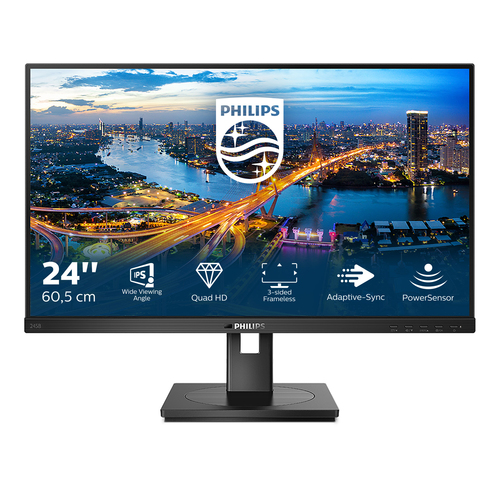 Philips B Line 245B1 - Écran LED - 24" - 2560 x 1440 QHD @ 75 Hz - IPS - 250 cd/m² - 1000:1 - 4 ms - HDMI, DVI-D, DisplayPort - haut-parleurs - texture noire 