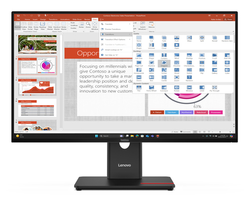Lenovo ThinkVision T27-40 - Écran LED - 27" - 1920 x 1080 Full HD (1080p) @ 120 Hz - IPS - 300 cd/m² - 1500:1 - 4 ms - HDMI, VGA, DisplayPort - noir eclipse 