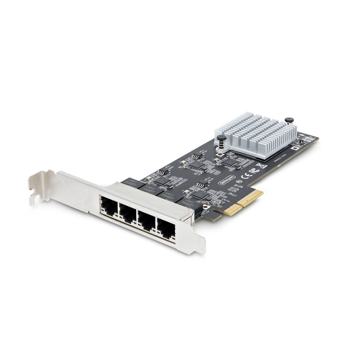 Startech Carte Réseau PCIe à 4 Ports 2,5 Gbps NBASE-T, Intel I225-V - Adaptateur réseau - PCIe 2.0 x4 - Ethernet 10M/100M/1G/2,5 Gigabit x 4 - noir 