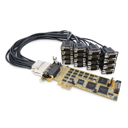 Startech Carte PCI Express à 16 ports série DB9 RS232 - Adaptateur série PCIe haute vitesse à faible encombrement (PEX16S550LP) - Module d'extension - PCIe 1.1 profil bas - RS-232 x 2 - jaune 