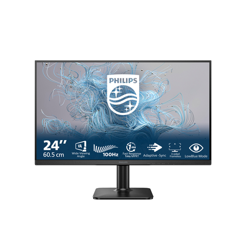 Philips 24E2N1100LB - 1000 Series - écran LED - 24" (23.8" visualisable) - 1920 x 1080 Full HD (1080p) @ 100 Hz - VA - 250 cd/m² - 4000:1 - 4 ms - HDMI, VGA - noir texturé 