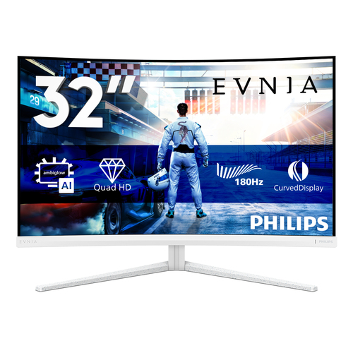 Philips Evnia 5000 32M2C5501 - Écran LED - jeux - incurvé - 32" (31.5" visualisable) - 2560 x 1440 QHD @ 180 Hz - Fast VA - 3500:1 - HDR10 - 0.5 ms - 2xHDMI, DisplayPort - blanc 