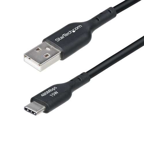 StarTech.com 1ft (30cm) USB-A to USB-C Charging Cable, Charger Cord - Câble USB - USB (M) pour USB-C (M) - USB 2.0 - 3 A - 30 cm - sans halogène, passif, charge et synchronisation, USB Fast Charge (15W) - noir