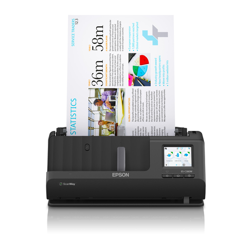 Epson ES-C380W - Scanner à feuilles - Recto-verso - A4/Legal - 600 dpi x 600 dpi - Chargeur automatique de documents (20 pages) - jusqu'à 3500 pages par jour - USB 2.0, Wi-Fi(n) 