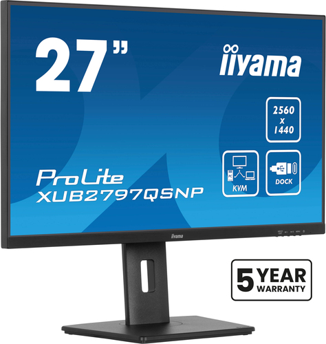 Écran LED - 27" - 2560 x 1440 WQHD @ 100 Hz - IPS - 300 cd/m² - 1300:1 - 1 ms - HDMI, DisplayPort - haut-parleurs - noir, mat 