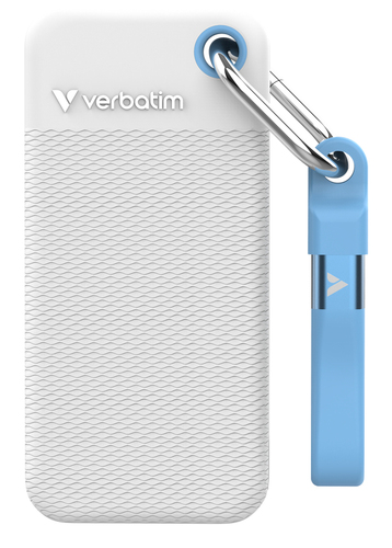 Verbatim Pocket - Color Edition - SSD - 1 To - porte-clé avec attachement à câble - externe (portable) - M.2 - USB 3.2 Gen 2 (USB-C connecteur) - blanc 