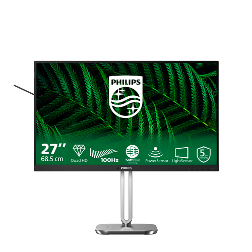 Philips 27B2G5500 - Écran LED - 27" - 2560 x 1440 QHD @ 100 Hz - IPS - 1500:1 - haut-parleurs - argent, Charbon 