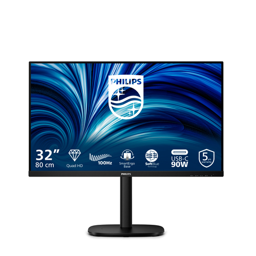 Philips 32B2U3601 - 3000 Series - écran LED - 32" (31.5" visualisable) - 2560 x 1440 QHD @ 100 Hz - IPS - 1000:1 - HDMI, DisplayPort, USB-C - haut-parleurs - noir 