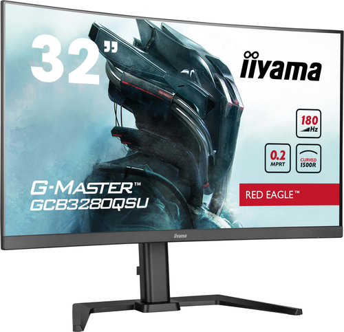 iiyama G-MASTER Red Eagle GCB3280QSU-B2 - Écran LED - jeux - incurvé - 32" (31.5" visualisable) - 2560 x 1440 WQHD @ 180 Hz - VA - 350 cd/m² - 3000:1 - 0.2 ms - 2xHDMI, DisplayPort - haut-parleurs - noir, mat 