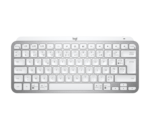 Logitech MX Keys Mini - Clavier - rétroéclairé - sans fil - Bluetooth - AZERTY - Français - gris pâle