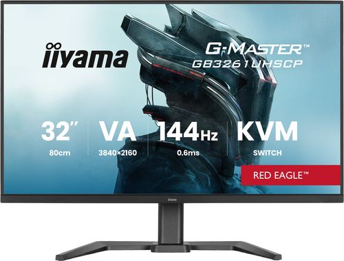 iiyama G-MASTER Red Eagle GB3261UHSCP-B1 - Écran LED - jeux - 32" (31.5" visualisable) - 3840 x 2160 4K @ 144 Hz - VA - 400 cd/m² - 3000:1 - HDR10 - 0.6 ms - 2xHDMI, DisplayPort, USB-C - haut-parleurs - noir, mat 