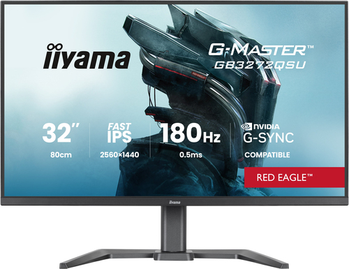 iiyama G-MASTER Red Eagle GB3272QSU-B1 - Écran LED - 32" (31.5" visualisable) - 2560 x 1440 WQHD @ 180 Hz - IPS - 400 cd/m² - 1000:1 - HDR10 - 0.5 ms - 2xHDMI, 2xDisplayPort - haut-parleurs - noir mat 