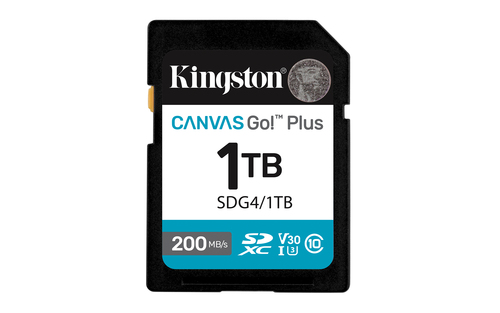 Kingston Canvas Go! Plus - Carte mémoire flash - 1 To - Video Class V30 / UHS-I U3 / Class10 - SDXC UHS-I 