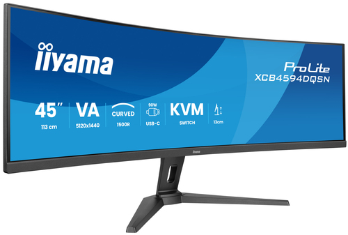 Écran LED - incurvé - 45" (44.5" visualisable) - 5120 x 1440 Dual Quad HD @ 165 Hz - VA - 450 cd/m² - 3000:1 - HDR400 - 0.8 ms - 2xHDMI, DisplayPort, USB-C - haut-parleurs - noir, mat 