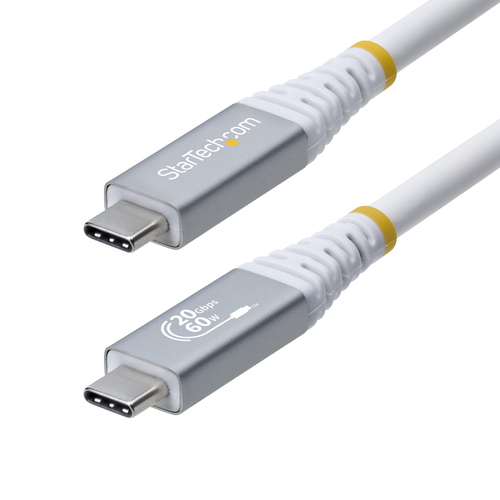 StarTech.com - Câble USB - USB-C (M) pour USB-C (M) - USB4 / Thunderbolt 3 / Thunderbolt 4 / DisplayPort 1.4 - 3.01 m - support 4K 120 Hz, robuste, flexible - blanc