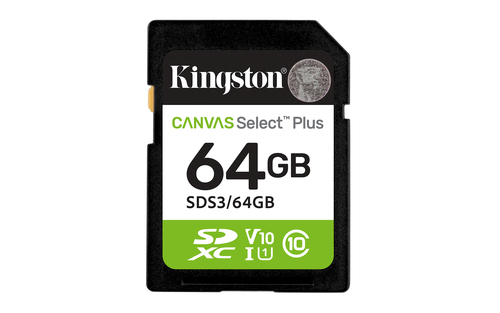 Kingston Canvas Select Plus - Carte mémoire flash - 64 Go - Video Class V10 / UHS-I U1 / Class10 - SDXC UHS-I 