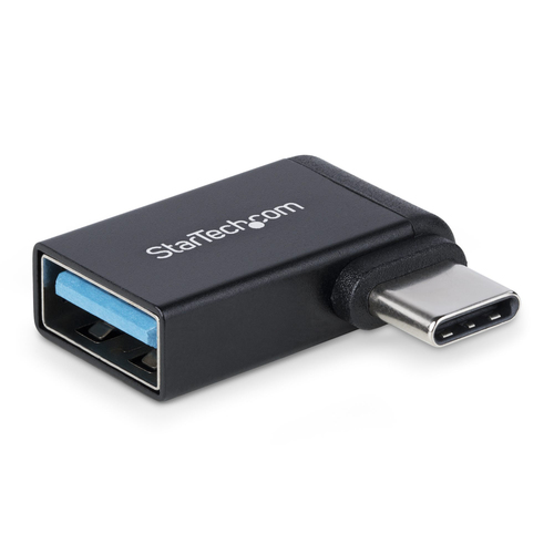 StarTech.com Right Angled USB-C to USB-A Adapter, USB 5Gbps, Compact USB-C Male to USB-A Female Adapter, Metal Housing, M/F - Adaptateur USB - USB-C (M) angle droit pour USB (F) - USB 3.2 Gen 1 - 5 V - 3 A - passif, up to 5 Gbps data transfer rate - noir 