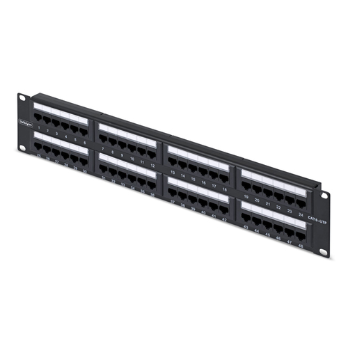 StarTech.com - Tableau de connexions - 110 punch-down - montable sur rack - CAT 6 - UTP - RJ-45 X 48 - noir - 2U - 19" 