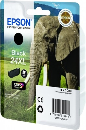 Epson 24XL - 10 ml - XL - noir - original - blister - cartouche d'encre - pour Expression Photo XP-55, 750, 760, 850, 860, 950, 960, Expression Premium XP-750, 850 