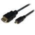 StarTech.com Câble HDMI® haute vitesse avec Ethernet 3m - HDMI (M) vers Micro HDMI (M), Câble Micro HDMI (Type D), Connecteurs Plaqués Or - Câble HDMI avec Ethernet - HDMI mâle pour 19 pin micro HDMI Type D mâle - 3 m - blindé - noir 