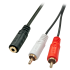 Lindy Câble audio Premium 2 x RCA (Cinch) vers jack 3,5mm femelle, 25cm 